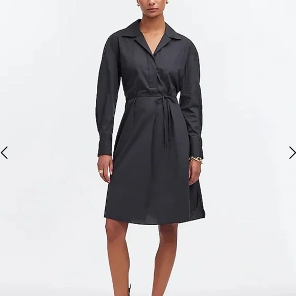 Madewell Black Belted Mini Shirt Dress Long Sleeve Button Down Small - Picture 1 of 7